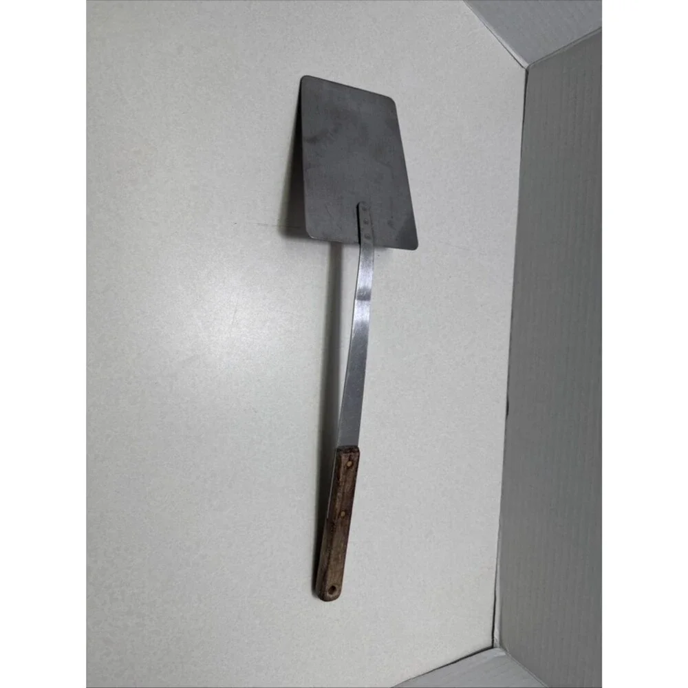 Vintage Mel Jax Stainless Steel Flat Spatula Wood Handle USA